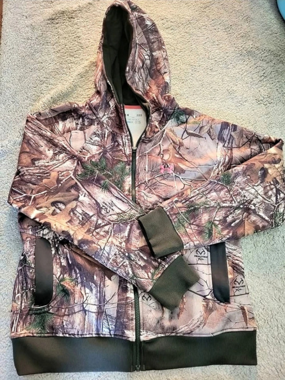 Under Armour ColdGear Realtree Camo Full-Zip Hoodie Brown & Green Large